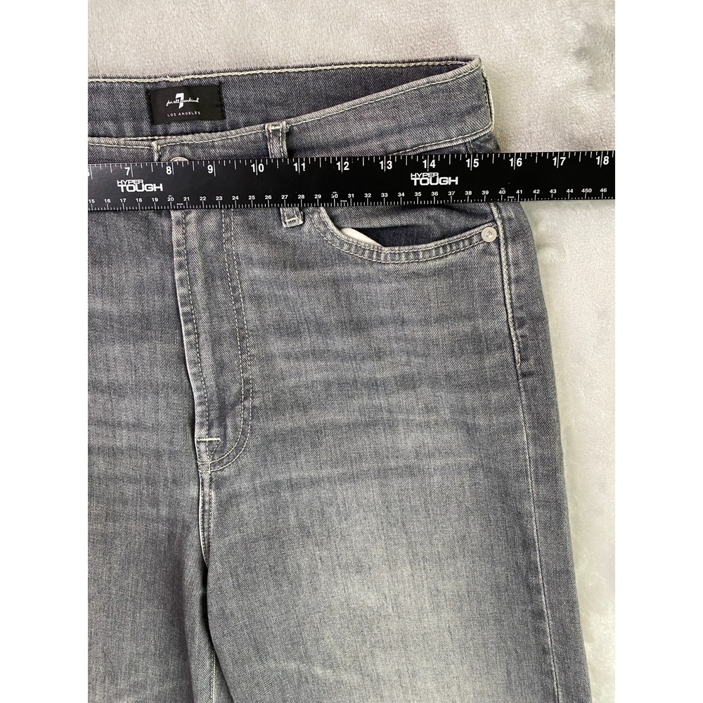7 For All Mankind The Ultra High Rise Jo Jeans Women 30 Gray Wide Leg Raw Hem - Picture 4 of 5